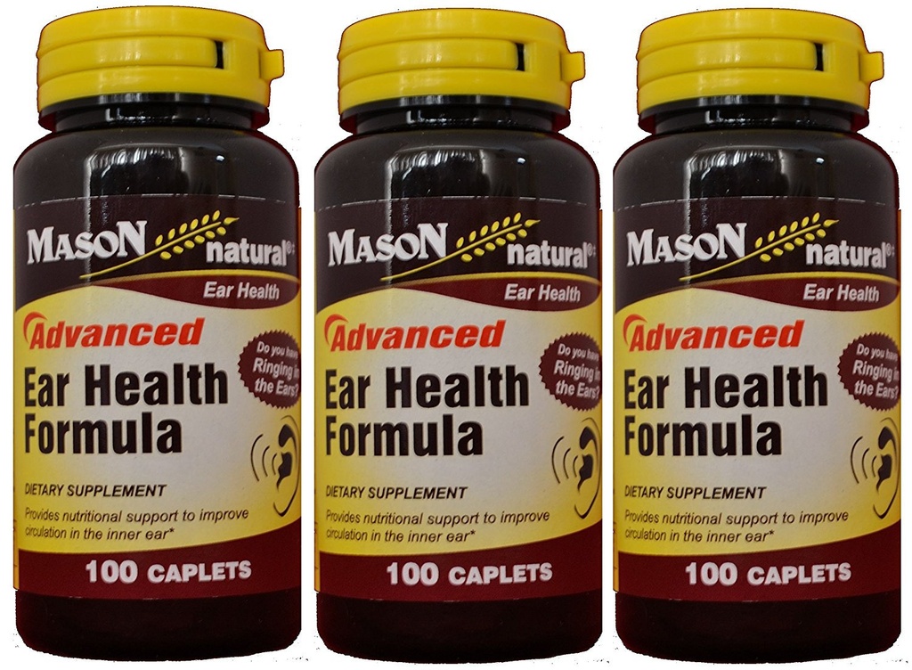 Mason Natural Advance Ear Health Formula Bioflavonoids Plus 100 Caplets per Fles Verpakking van 3 Totaal 300 Caplets