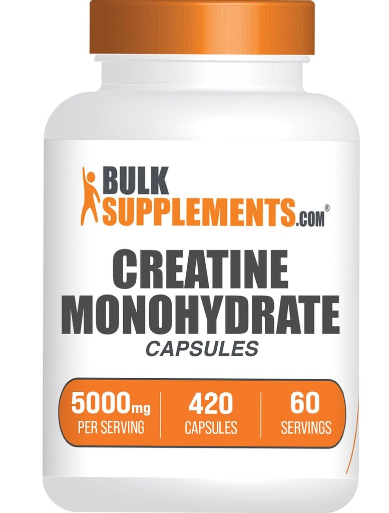 BulkSupplements.com Creatine Monohydraat Capsules - Micronized Creatine Pillen - Glutenvrij, 7 Capsules per Serving (5000mg), 420 Tellen (Pack of 1)