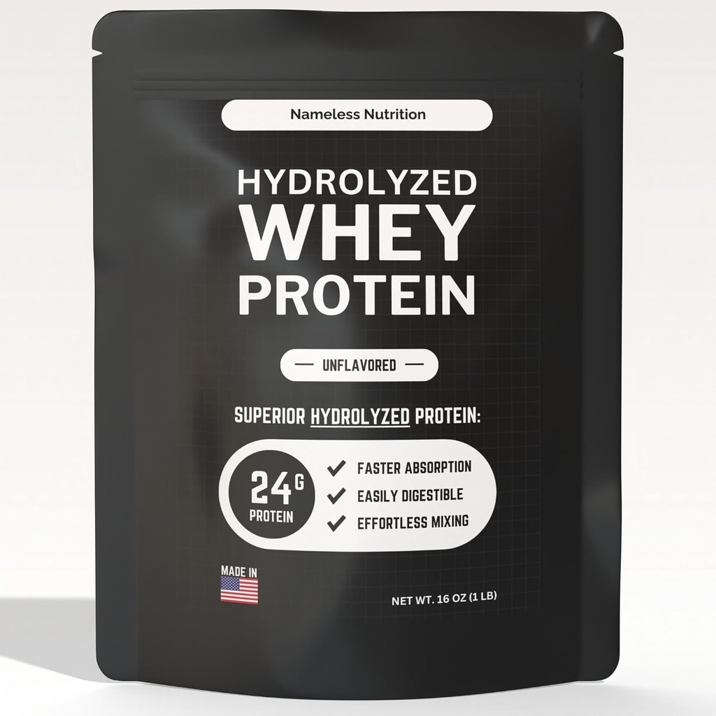 Gehydrolyseerd Wei Proteïne Poeder - Ongearomatiseerde Wei Proteïne Concentraat Hydroslaat, Plain Proteïne Poeder - Glutenvrij, 24g Proteïne per Server, 1 lb (Pack of 1)