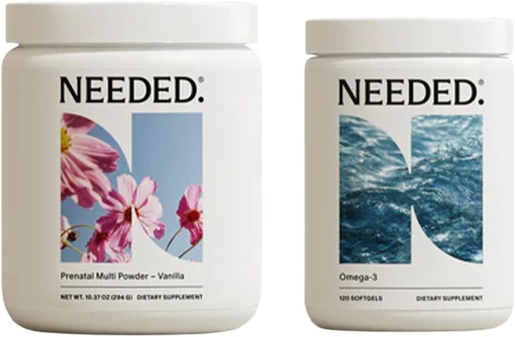 Behoefte. Vanille Prenatale Multivitamine Poeder & Omega-3 Bundel 