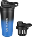 DIW 24 oz Shaker Bottle, Stainless Steel Mix Bottle with Noise-Free Design, Insulated Metal Shaker Cup for Protein Mixes and Pre Workout,Gym Cup Shaker(Black&Blue)