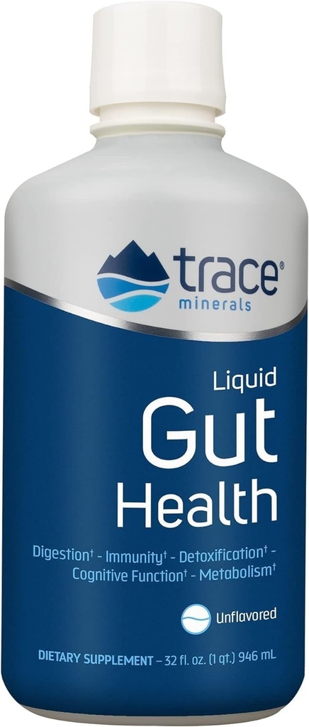 Trace Minerals Gut Health - Ondersteuning voor Gut Lining, gezonde spijsvertering, immuunsysteem functie - Digestief gezondheidssupplement met Humic & Fulvic Acid - Unflavored, 32 fl oz (ongeveer 189 servers)