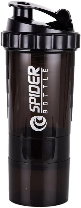 5 in 1 Protein Shaker Bottle - Professional Series Shaker Bottle for Protein Shakes And Pre Workout Gym Bottle, With Powder Storage, Pill Tray, Mixing Ball, Shakes Cup (zwart)