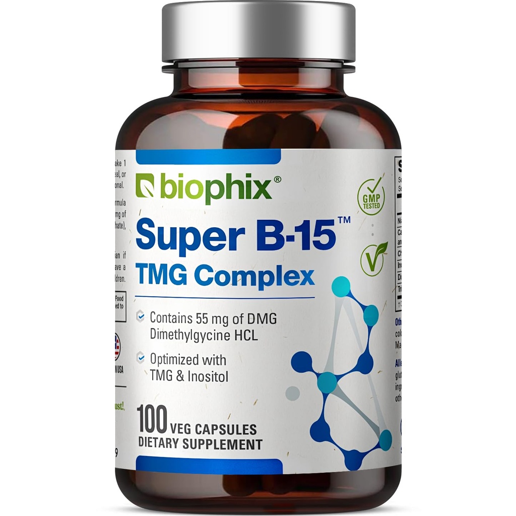 biophix Super B-15 100 Veggie Caps - Niacin Calcium Choline Inositol DMG TMG - Ondersteunt gezonde zuurstof Energieniveaus