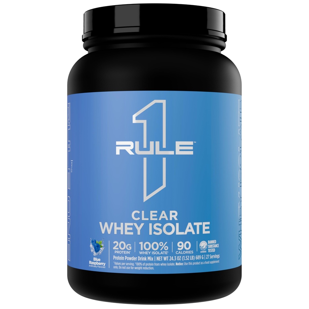 Artikel 1 Clear Whey Isolate - 20g All-whey Isolaat Proteïne, Meer dan 9g EAA's, 300mg Electrolyte Minerals, 90 Calorieën, Licht, Crisp, en verfrissende smaak (27 Serves, Blue Raspberry)