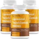 Liposomale Tocotrienols 1000mg - Hoge biologische beschikbaarheid Vitamine E Tocotrienols Supplementen,95% Delta & 5% Gamma Tocotrienol Capsules Ondersteuning Huid, Bone, Antioxidant,180 Softgels
