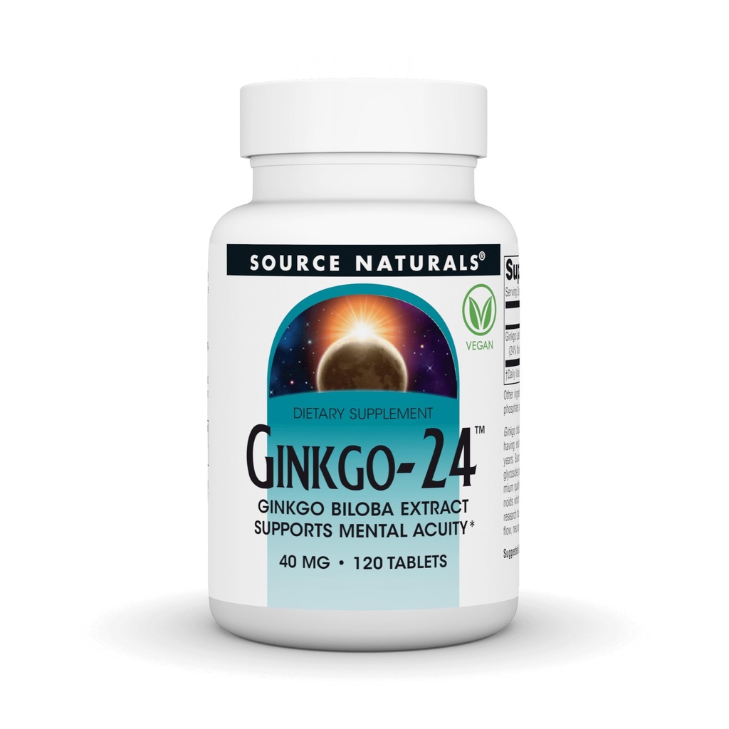 Bron Naturals Ginkgo-24 - Ginkgo Biloba Extract ondersteunt Mental Acuity* - 40 mg, 120 tabletten