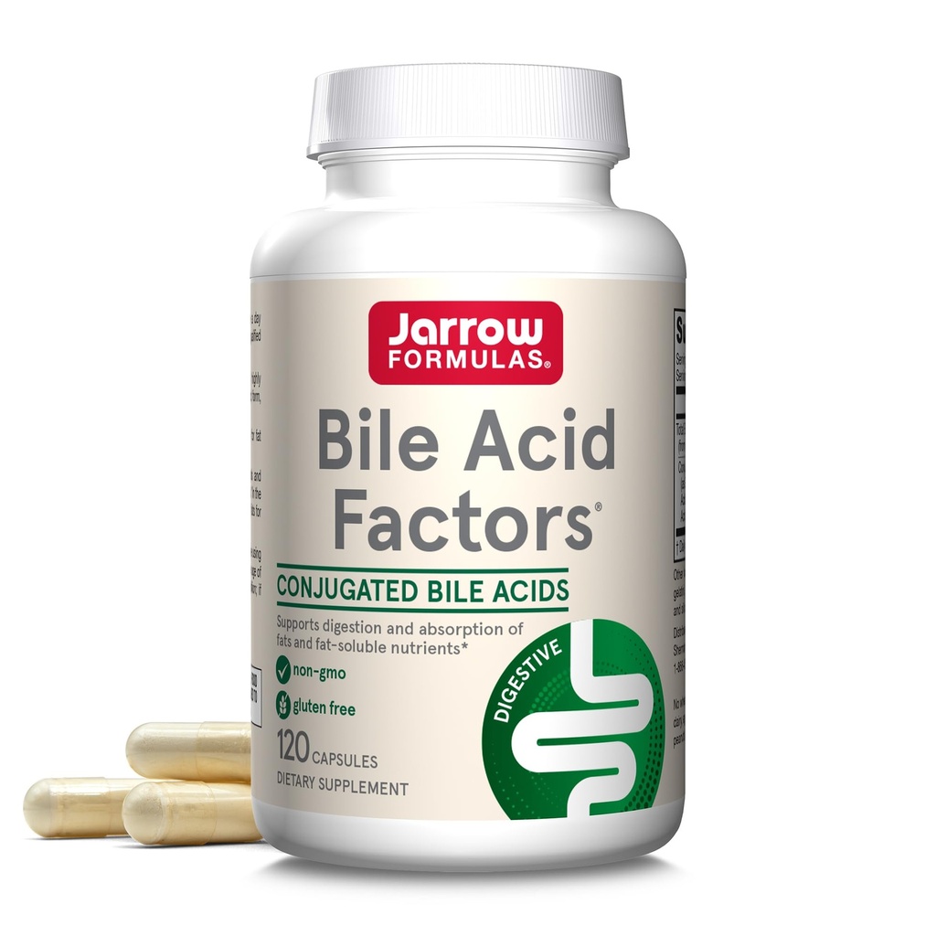 Jarrow Formulas Bile Acid Factors 1000 mg with Conjugated Bile Acids, Dietary Supplement for Digestion Support and Absorption of Fats & Fat-Soluble Nutrients, 120 Capsules, 30 Day Supply