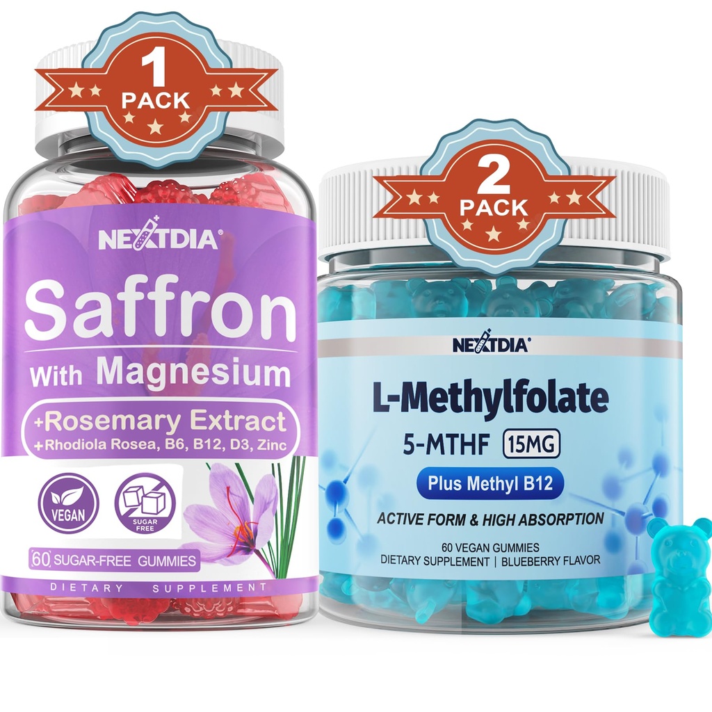 Magnesium Glycinate + L-methylfolaat 15mg & Methyl B12 Gummies, 3 Pack