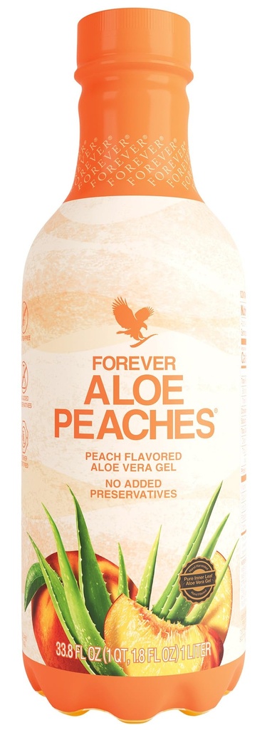 Forever Living - Aloe Peaches, Pure Aloë met Real Peach Flavor, Ondersteunt spijsvertering en immuunsysteem, Vegan en Glutenvrije, 33,8 floz, 1 Pack
