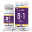 Superior Bron B-1 100 mg - Vitamine B-supplement Ondersteunt gezonde energie en groei - zenuw- en spijsverteringssysteem ondersteuningsformule met thamine - 100 Sublingual Dissolving Tablets