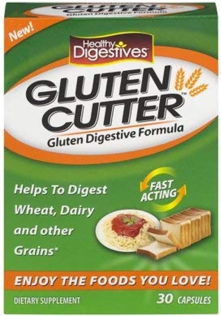 Gezonde spijsvertering Glutensnijder Enzyme Formule - helpt verbeteren van uw lichaam Glutendigestie en helpen bij het afbreken van tarwe, zuivel en andere granen - 30 porties, capsules (verpakking van 3) KC#CIE