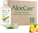 AloëCure USDA Biologische Aloë Vera Juice Lemon Flavor - Made within 12 Hours of Harvest - Natuurlijke spijsverteringssupplement voor evenwichtige maagzuur - Ondersteuning Digestieve en Immune Health, 12 Btls x 16.7oz