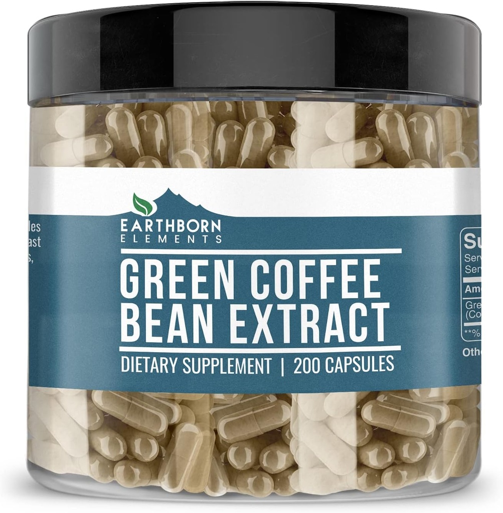 Earthborn Elements Green Coffee Bean Extract 200 capsules, Pure & Onverdund, Geen additieven