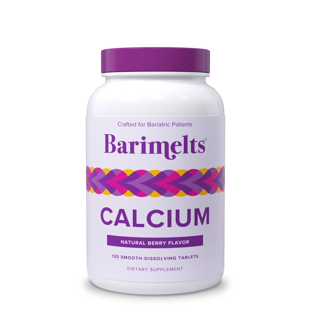 Barimelts Calcium citraat met vitamine D3 & Magnesium, 120 Smooth-dissolving tabletten (1-maand supply), bariatrische calciumsupplementen voor vrouwen, natuurlijke Berry smaak