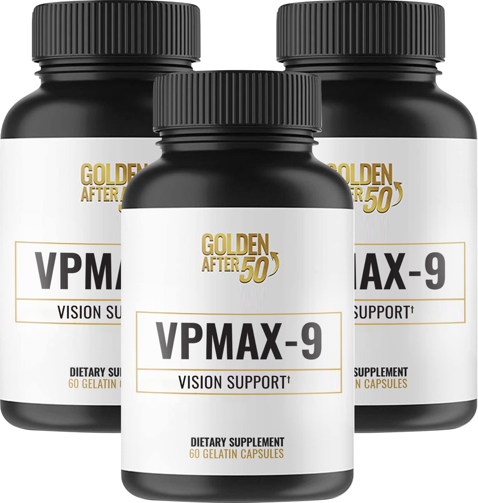 Golden After 50 VpMax-9 - Sight Care en Antioxidant Supplement met Oogvitaminen, Luteïne, Lycopeen en Bosbes Extract - 3 Flessen