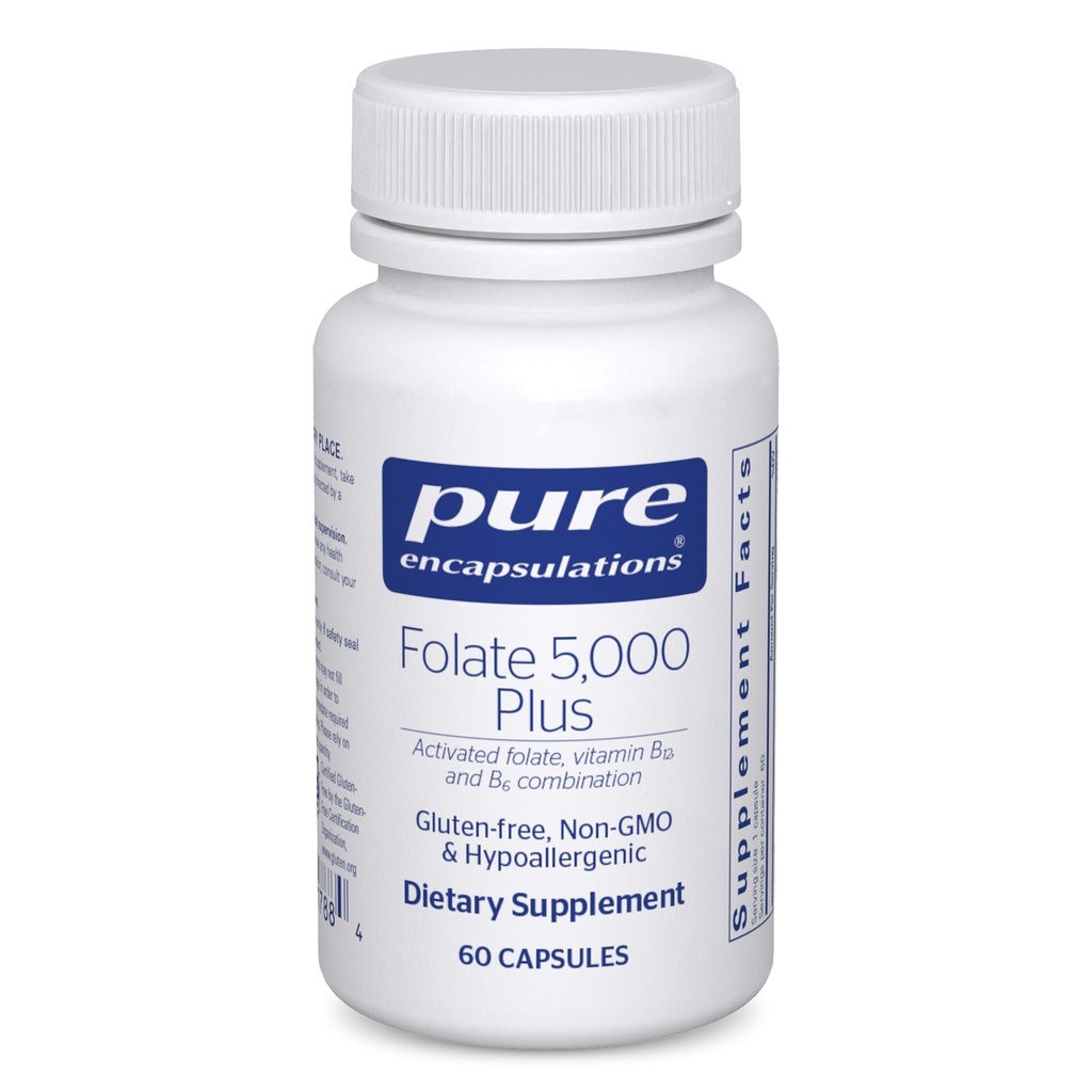 Pure Encapsulations - Folaat 5.000 Plus - Actieve Folaat, Vitamine B12 en B6 Combinatie - 60 Capsules