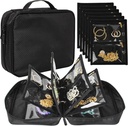 Reis Sieraden Organisator Case, Juwelen Tassen sieraden opslag boek Binder met Clear Zipper Velvet Pouch voor reizen,Earrings, ringen, ketting, armband
