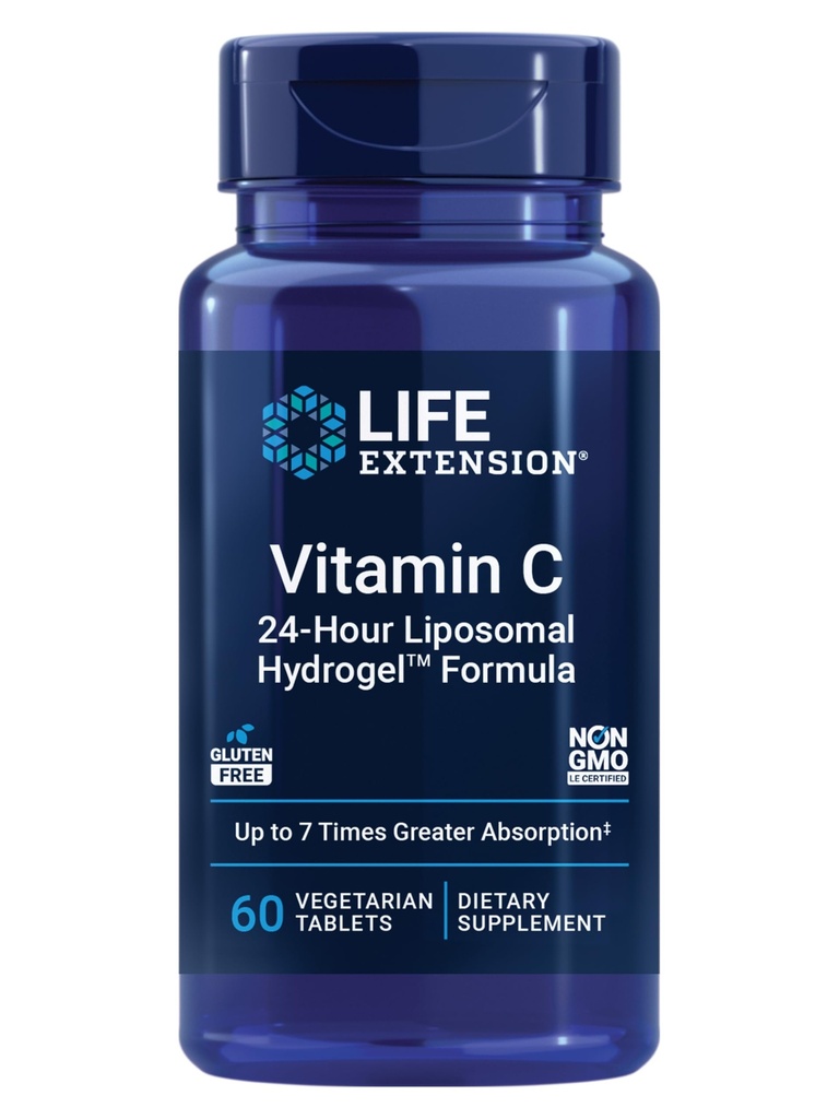 Life Extension Vitamin C 24-Hour Liposomal Hydrogel™ Formula, absorbs Better Than Standard Vitamin C, up to 24 Hours, get The Most Out of Your Vitamin C, Gluten-Free, Non-GMO, Vegetarian, 60 Tablets