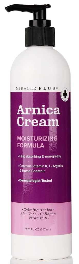 Miracle Plus Arnica crème kneuzingen verlichting Lotion voor kneuzingen en zwelling op de huid . Arnica Montana extra sterkte vitamine K Cream Skin Care lichaam & gezicht vochtinbrengende met paard Kastanje, 11,75 Fl Oz