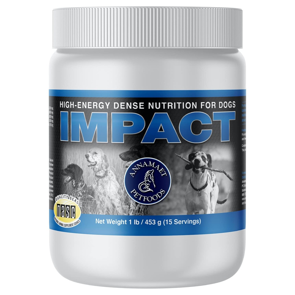 Annamaet Impact – High-Energy Dense Nutrition Supplement for Dogs – Helps Support Healthy Weight in Canine Athletes, Dogs with Fast Metabolism - 1 lb