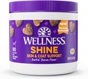 Wellness Barkin' Bacon Flavored Soft Chew Skin & Coat Supplements voor honden, 90 Tellen