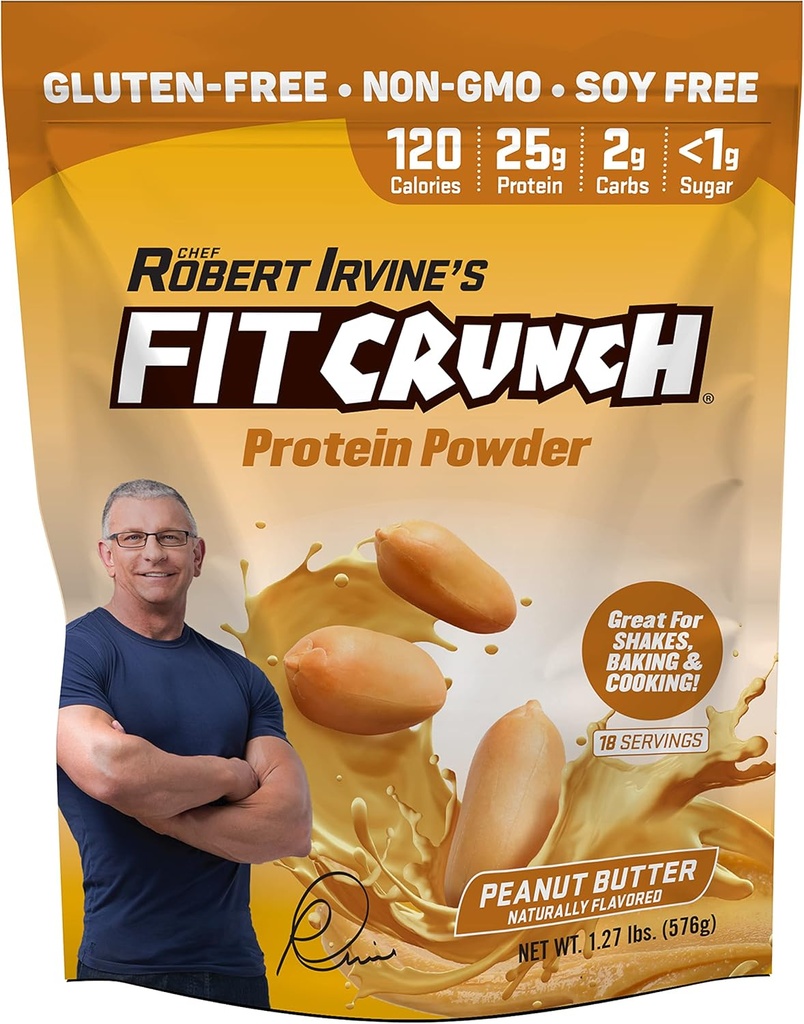 FITCRUNCH Tri-Blend Wei Proteïne, Keto Vriendelijke, Lage Calorieën, Hoog Proteïne, Glutenvrij, Sojavrij (18 Serven, Pindakaas)