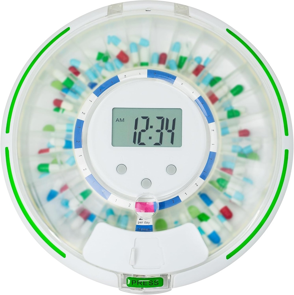 Automatische pildispenser met knipperend licht, geluid, alarm en veiligheid slot, 28-dagen elektronische medicatie Organisator 
