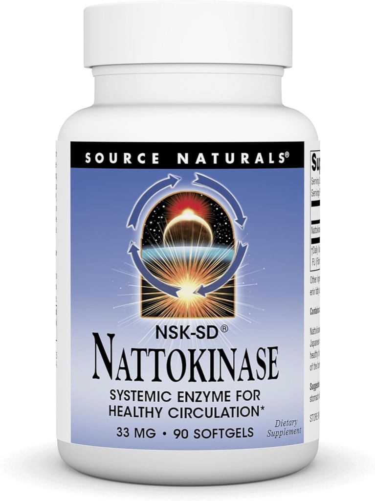 Bron Naturals Nattokinase 33 mg Systemische Enzyme voor gezonde circulatie - 90 Softgels