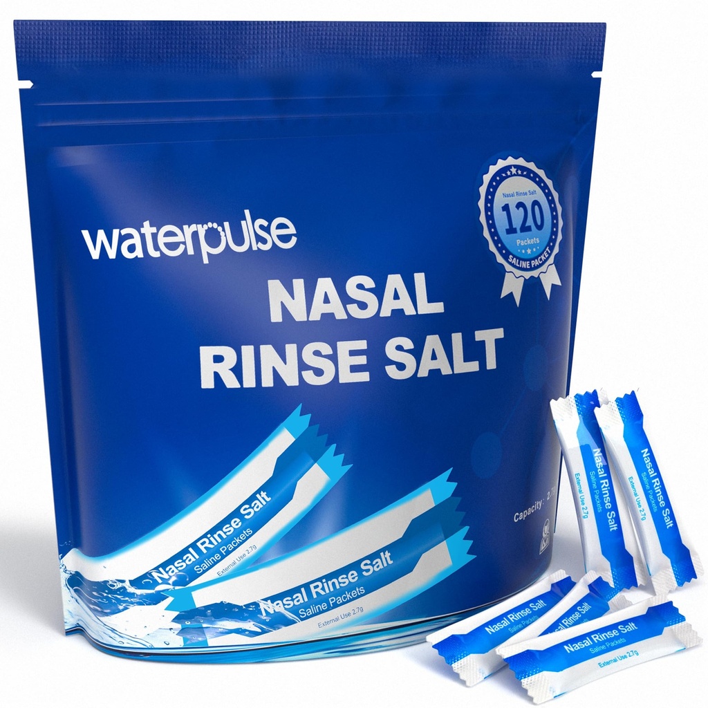 120 Saline Packets,Sinus Spoelpakketten voor Neti Potten,Neti Pot Zout Paketten Individueel verpakt,Nasale Sinus Paketten Neti Pot Zout voor Neus Irrigatie Systeem,Nasale Wash Squeeze Bottle & Sinus Relief