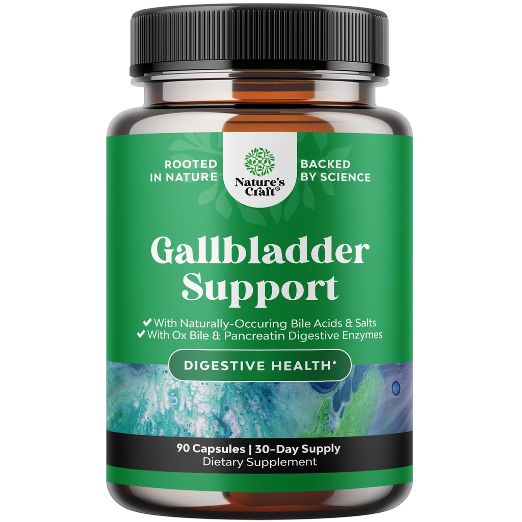 Galblaasondersteuning Digestieve enzymen met Oxbile - Gezuiverde Oxbile Zouten voor geen galblaas & Pancreas Cleanse, Detox & Repair - Digestiesupplement met Pancrean & Chanca Piedra - 90 capsules