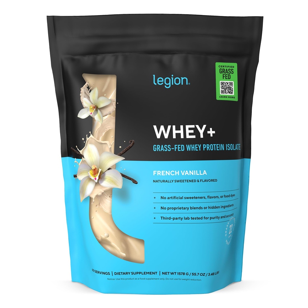LEGIE Wei+ Proteïne Wei Isolaat uit Grass Fed Cows - Wei Proteïne Isolaat Poeder Lage Calorie, Non-GMO, Suikervrij, Lactose en Glutenvrij, Alle Natuurlijke Proteïne Poeder voor Mannen en Vrouwen (60 Servers)