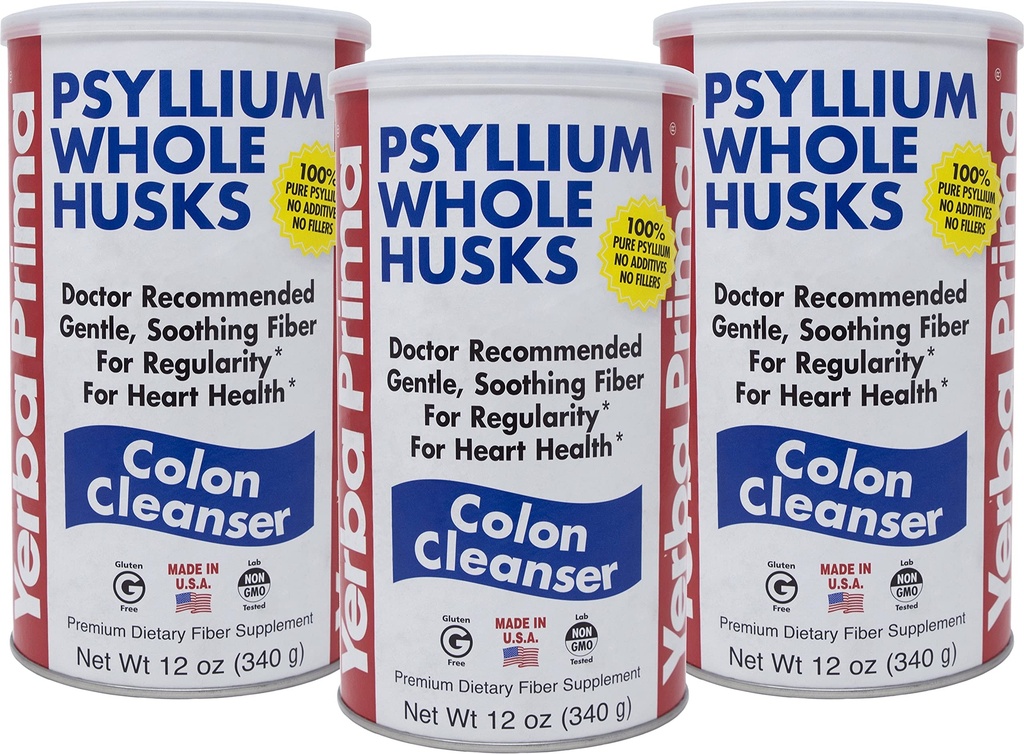 Yerba Prima Psyllium Whole Husks Colon Cleanser, 12 Ounce (pakket van 3)