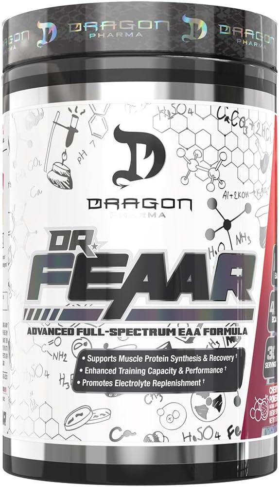 DRAGON PHARMA Dr. FEAAR® Advanced Full Spectrum EAA Matrix, ondersteunt spiereiwitsynthese en herstel, verbeterde trainingscapaciteit en prestaties (30 porties, kersengranaatappel)