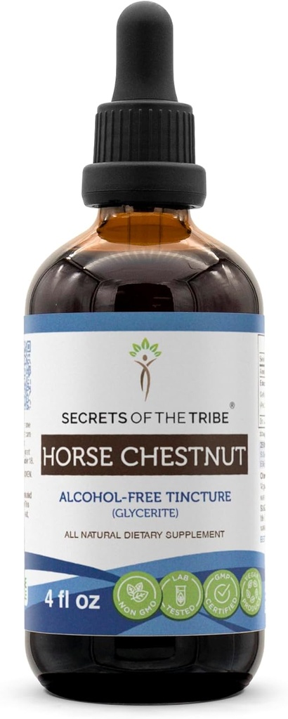 Geheimen van de stam Horse Chestnut Tinctuur Alcoholvrije Liquid Extract, Horse Chestnut (Aesculus hippocastanum) Gedroogde noot (4 FL OZ)