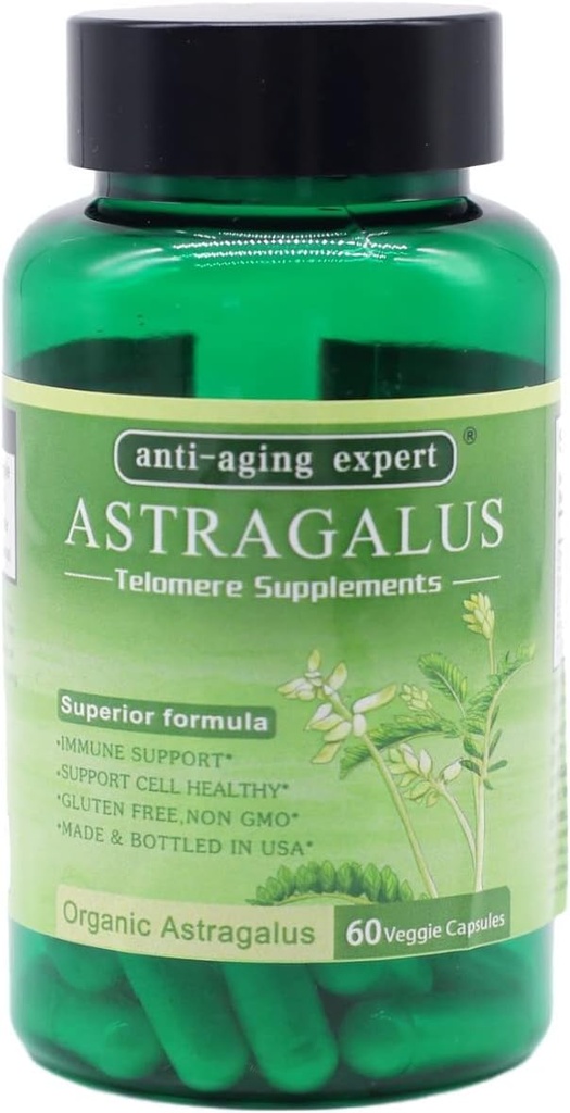Astragalus Root Organic Extract 650mg, Schisandra Berrys, Ligustrum Berry, 80% American Ginseng, Immune System Antioxidants Supports, Healthy Aging, Made in USA