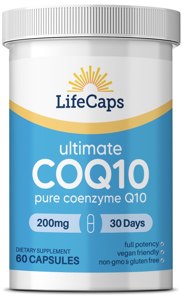 LifeCaps CoQ10 200mg - Ultimate CoQ10 - Ultra High Absorptie Q10 Supplementen - 60 Tellen