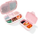 2 Pack Pill Case Organizer, Reis pil Box met Label, Daily Medicine Organizer Case, Waterproof Pocket Container Case, Portable Pink Supplement Case Medicine Container Compact voor vitamine