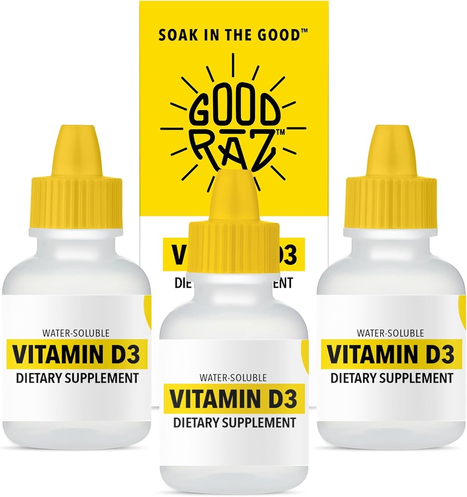 Vitamine D druppels volwassen - water-oplosbare vloeibare D3 druppels - krachtige vitamine D vloeibare druppels - geen roer, niet-GMO, Kosher - D3 vloeibaar om toe te voegen aan drank of voedsel, smaakloze - 12-maand levering (3)