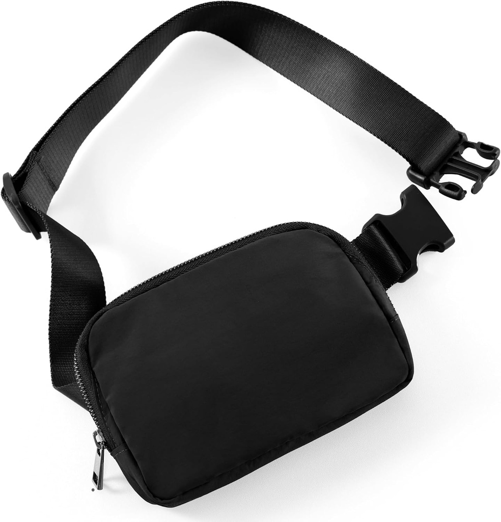 ODODOS Unisex Mini Belt Bag with Adjustable Strap Small Fanny Pack for Workout Running Traveling Hiking, Black
