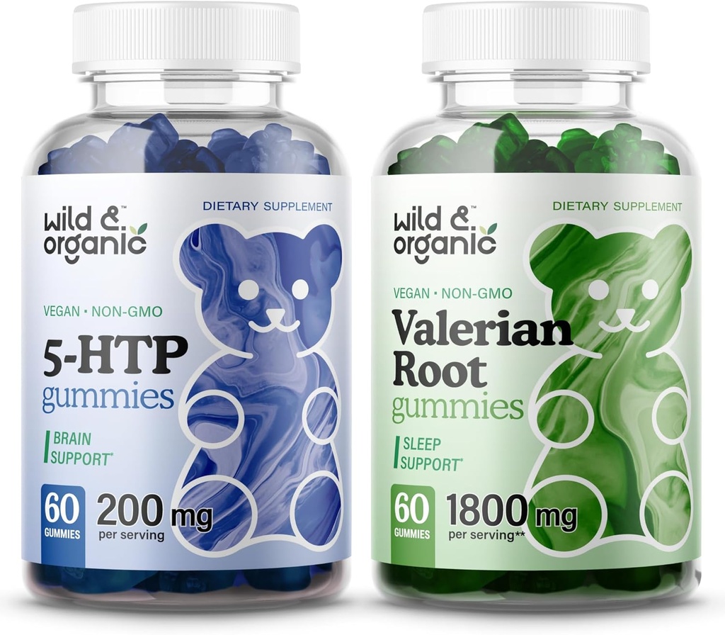 Wild & Organic 5HTP Gummies & Valerian Root Gummies 60 Tellen