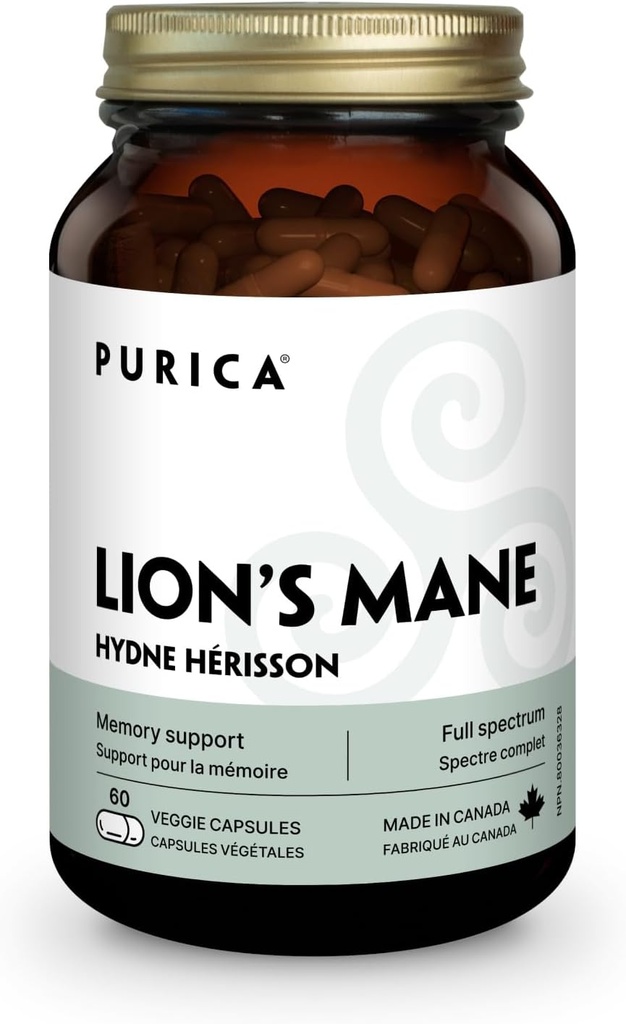 PURICA - Lion's Mane Micronized Paddestoelen, 60 Vegan Capsules - Bevordert cognitieve gezondheid - Focus en geheugenondersteuning