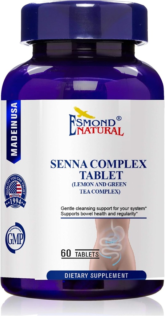 (8 Pack) Esmond Natural: Senna Complex Tablet - Citroen & Green Tea (Bowel Health, Cleansing & Regularity), GMP, natuurlijk product Assn gecertificeerd, Made in USA - 620mg, 480 tabletten