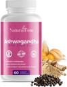 Naturalfem Ashwagandha supplementen voor vrouwen met zwarte peper - Stress management, hormonen en stemming ondersteuningssupplement - Glutenvrije, 1300 mg. 60 plantaardige capsules