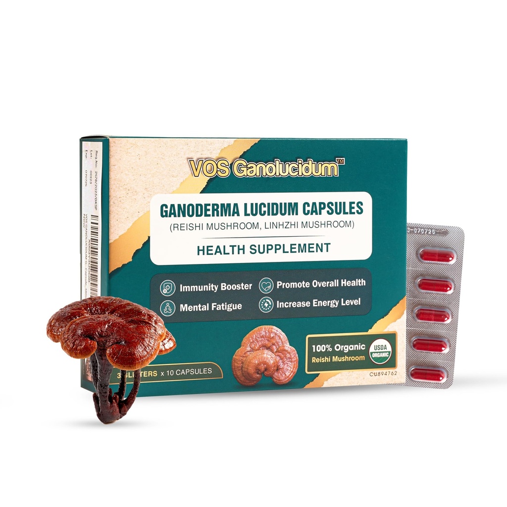 Rode Reishi Paddestoelen Capsules voor Immuniteit, Ganoderma lucidum Extract, Natuurlijke Vegan Reishi Paddenstoelen Dagelijks, 70mg, 30 Capsules