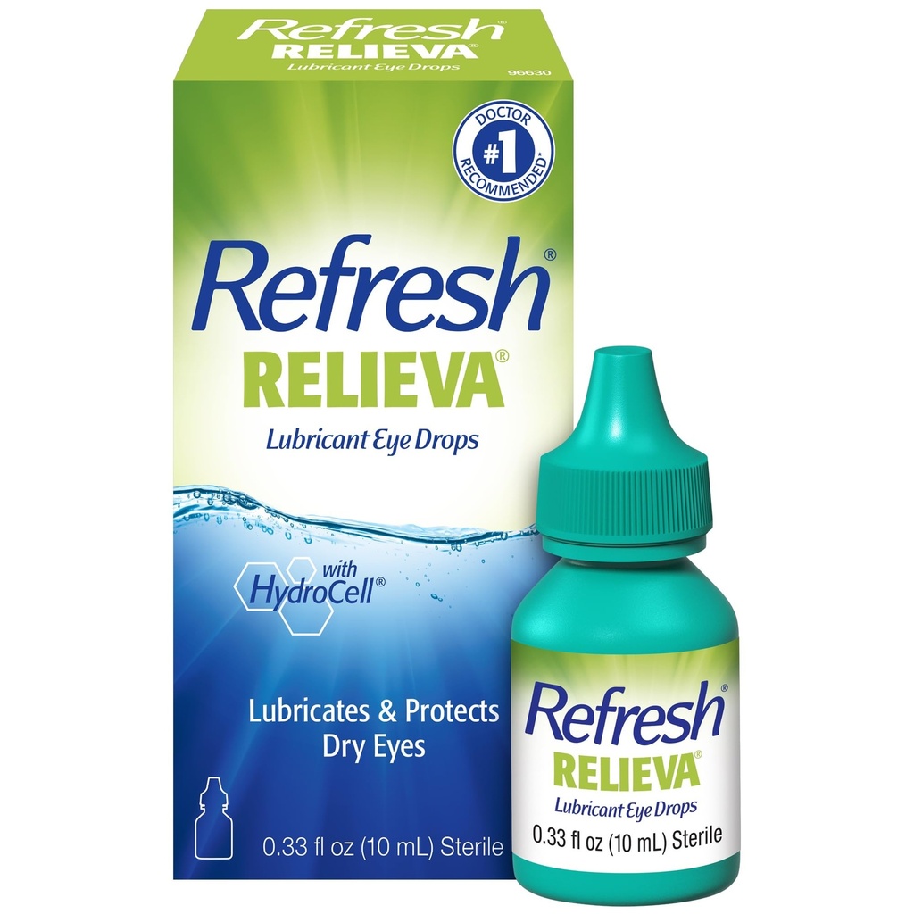 Refresh Relieva Lubricant Eye Drops, 0,33 Fl Oz Steriel, Verpakking kan verschillen