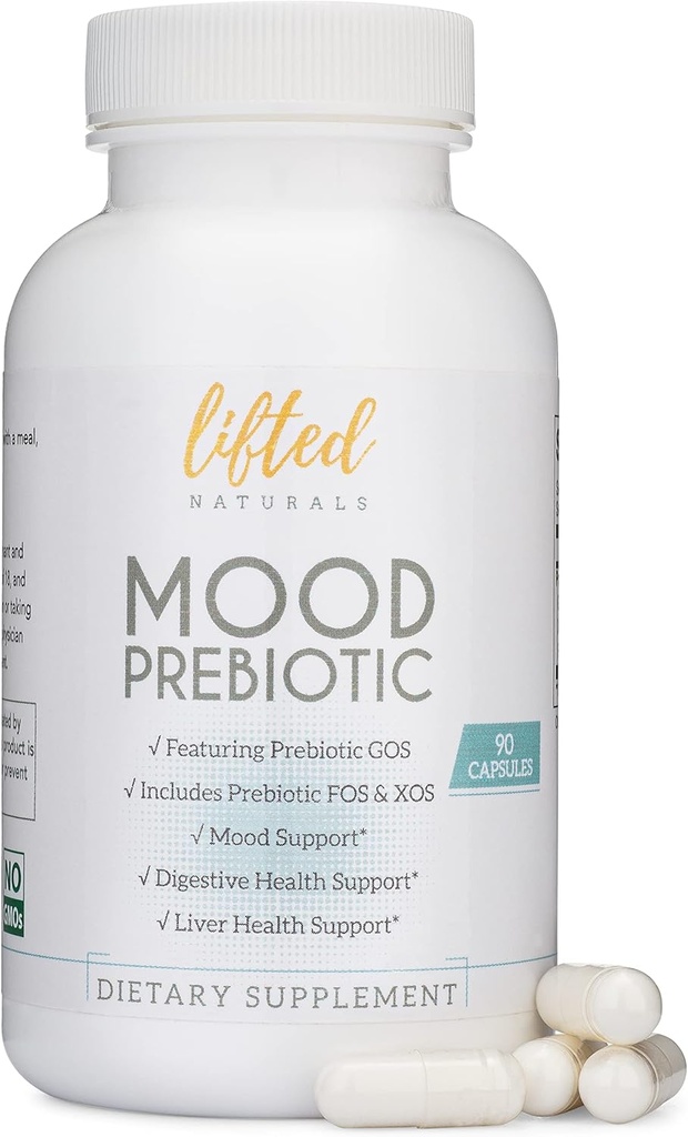 Lifted Naturals Mood Prebiotic Prebiotic Fiber Supplement - 90 Capsules - Kenmerken Prebiotic GOS, Plus Prebiotic XOS en FOS - Natural Mood, Immune & Digestieve Ondersteuning