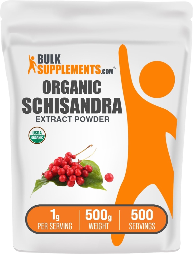 BulkSupplements.com Biologische Schisandra Extract Poeder - Schisandra Supplement, uit Schisandra Bessen, Kruidensupplement - Glutenvrij - 1g per portie, 500g (1.1 lbs) (verpakking van 1)