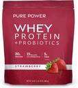 Dr. Mercola Pure Power Wei Proteïne + Probiotica - Ondersteunt Muscle Recovery & Dispensive Health - Pasture-Raised Whey - MCTs & Fiber - Vanille - 31 oz (22 porties) - Aardbei