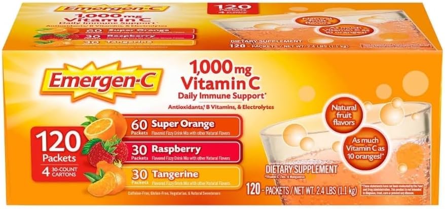 Emergen-C 1000 mg Vitamine C Dieetsupplement 120 Verpakkingen (1)